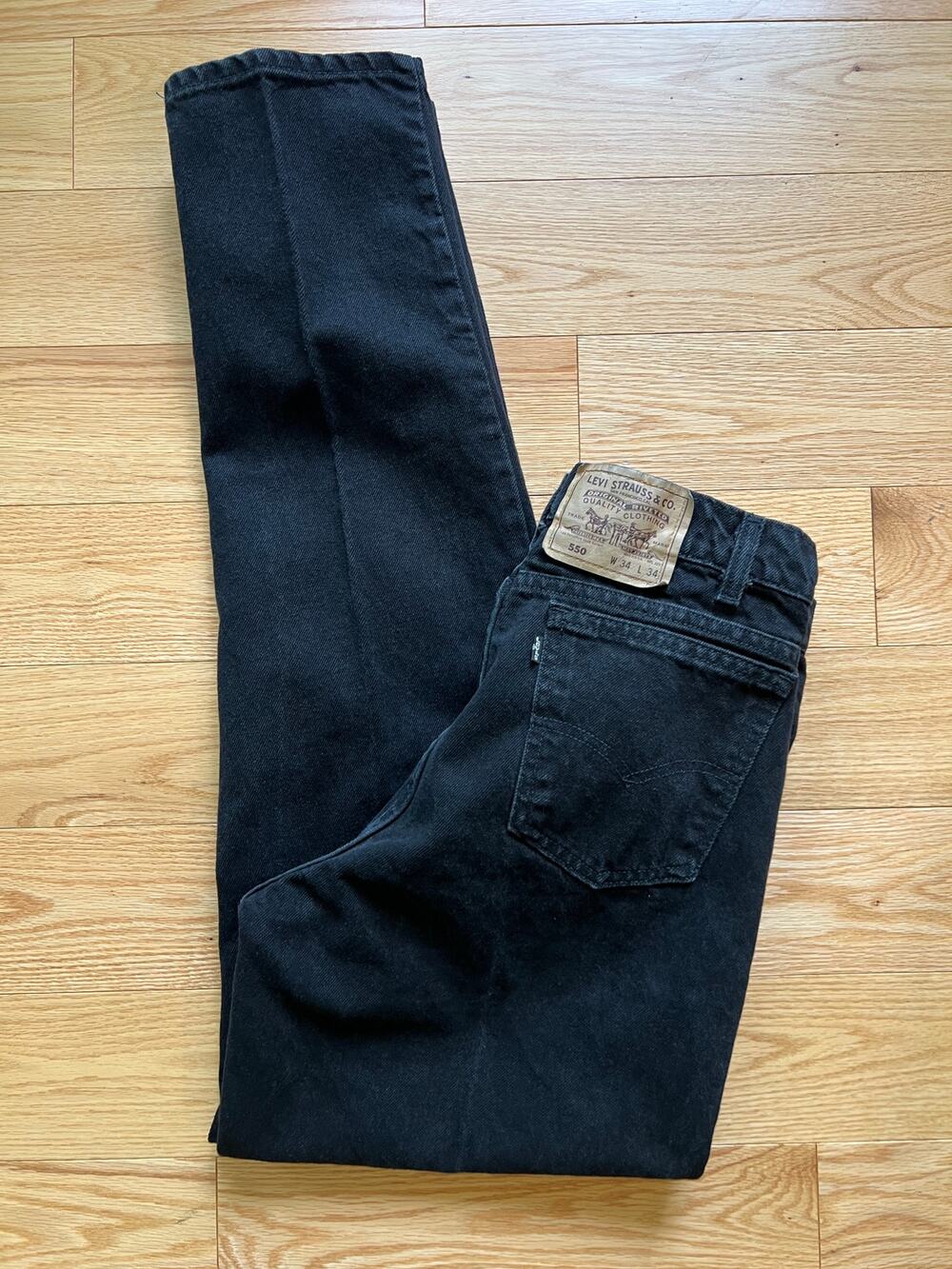 Levi's 550 Black Men's Jeans Regular Fit Made in USA Size 34 X 34 JL